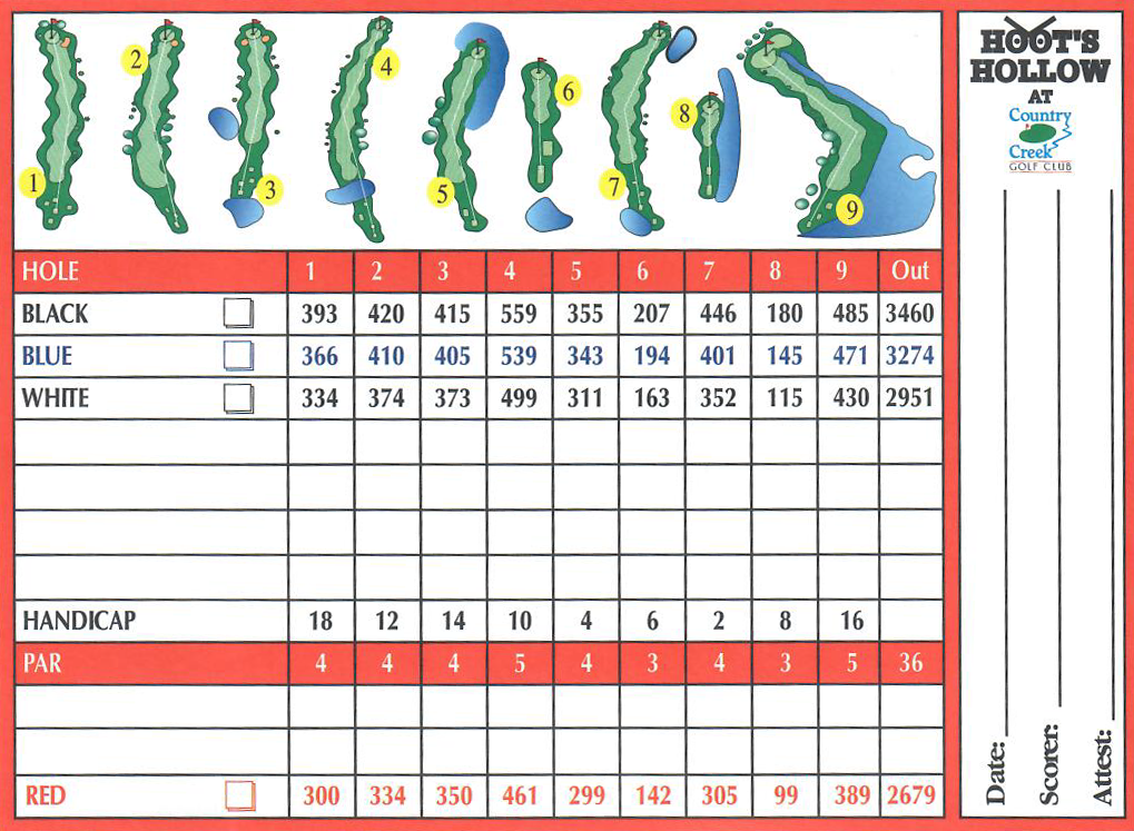 Hoot's Hollow Scorecard